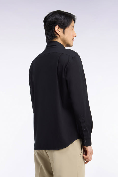 Straight cut black stretch cotton shirt - Image 3