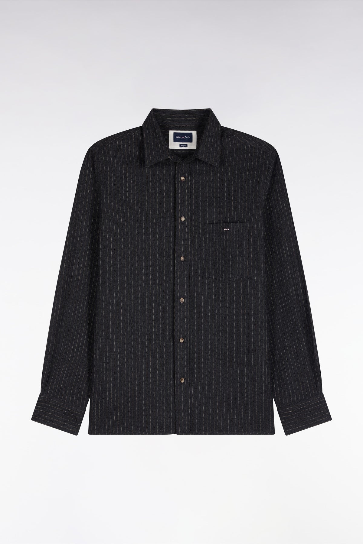 Straight fit gray striped flannel shirt