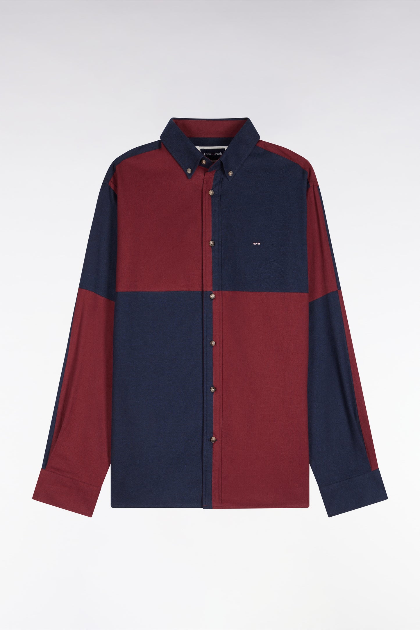 Chemise en coton marine et bordeaux coupe droite