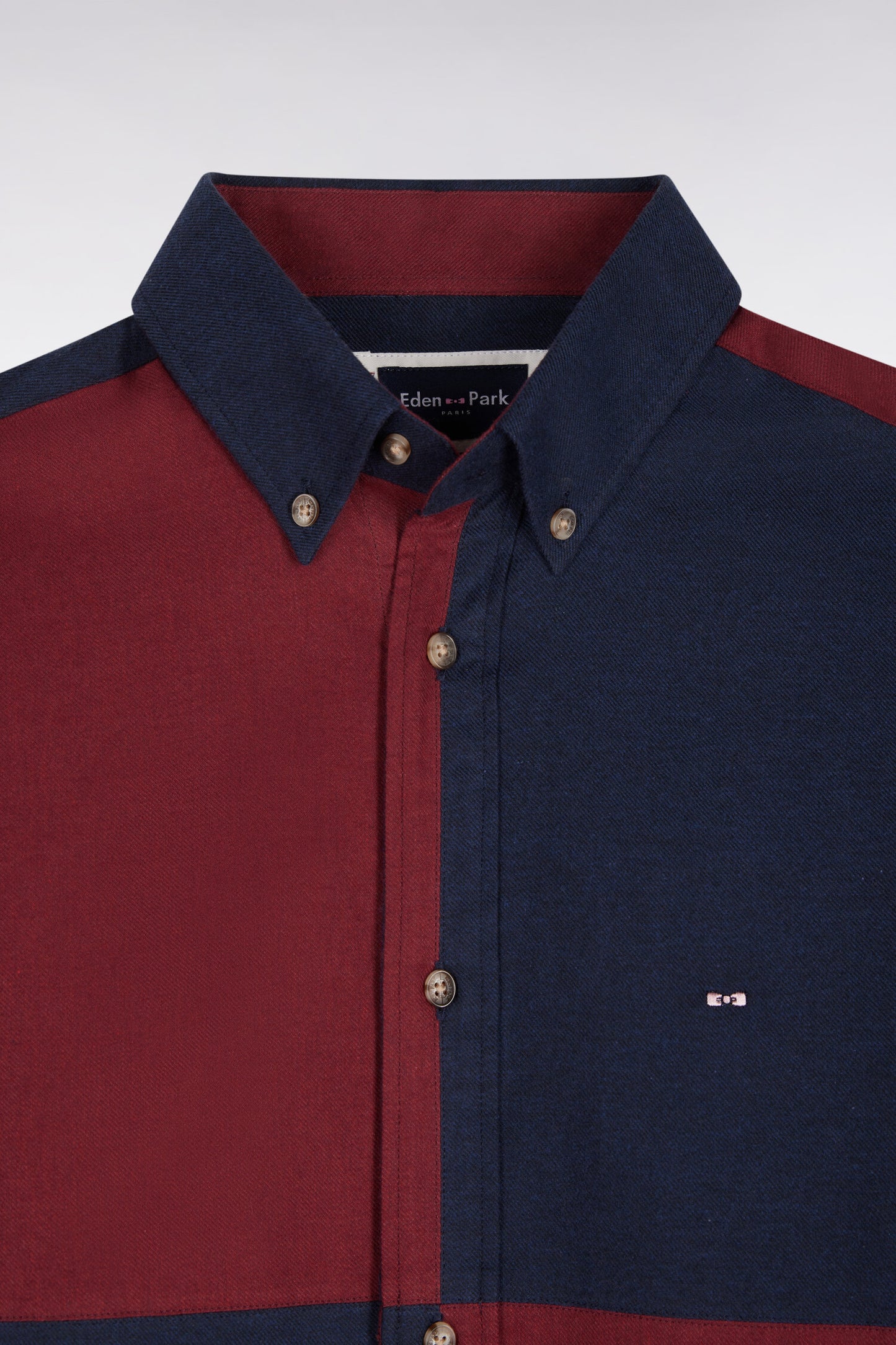 Chemise en coton marine et bordeaux coupe droite