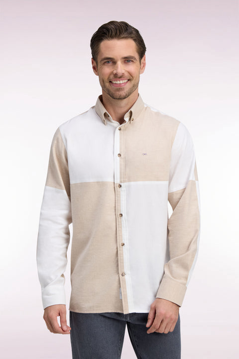 Chemise en coton beige et écrue coupe droite - Image 3