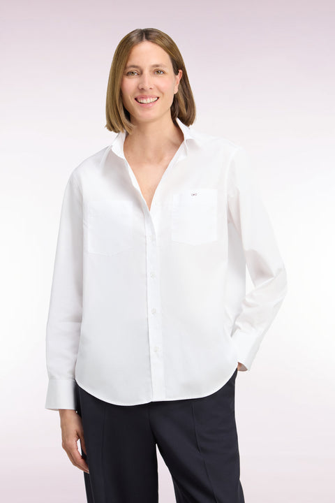 Chemise en coton blanc à poches plaquées coupe décontractée - Image 3