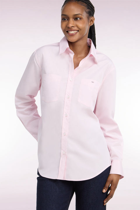 Chemise en coton rose à poches plaquées coupe décontractée - Image 1
