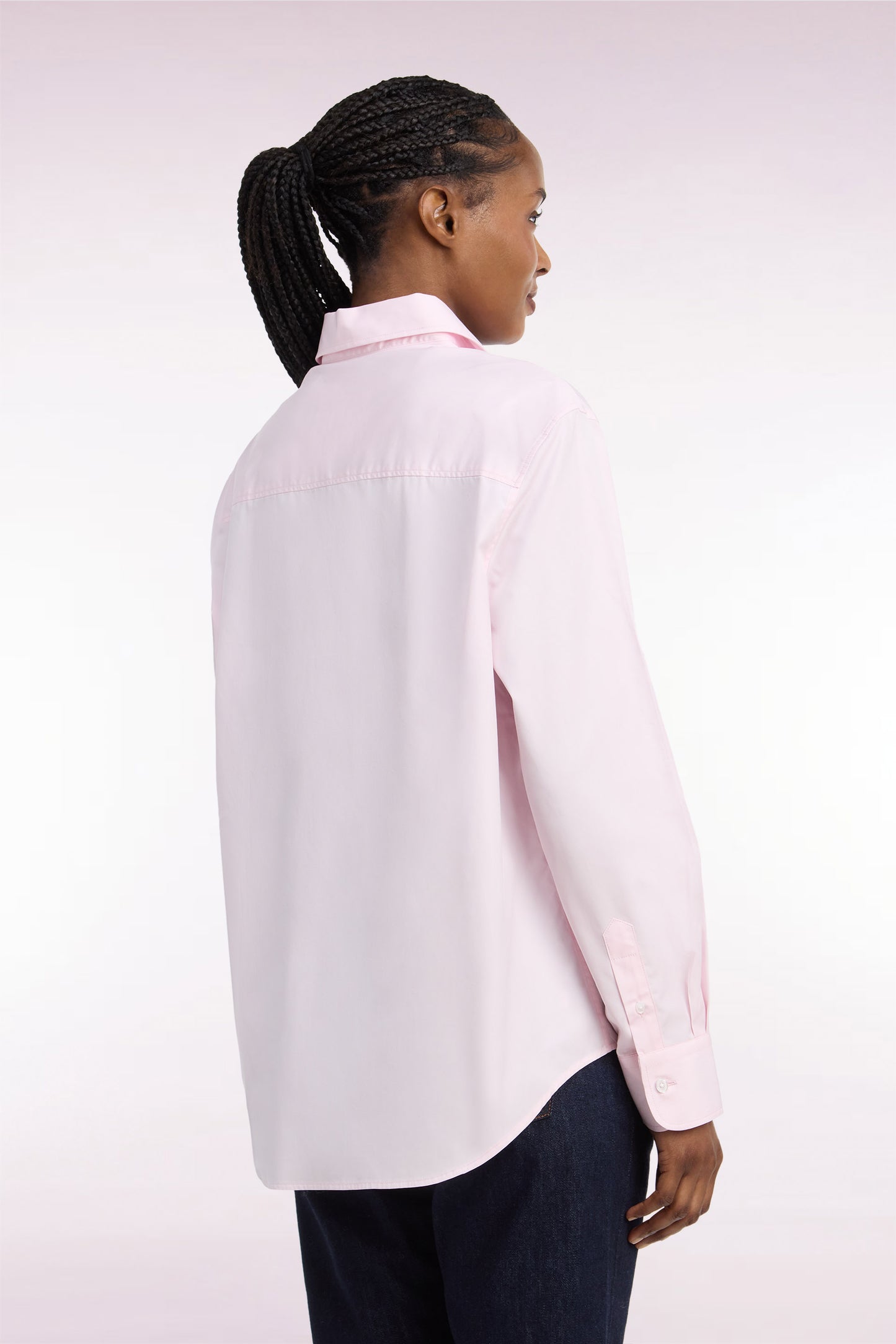 Chemise en coton rose à poches plaquées coupe décontractée