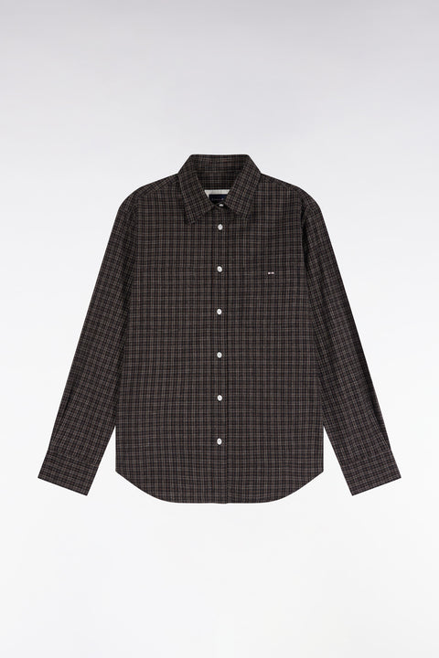 Chemise à carreaux en coton noir coupe décontractée - Image 2