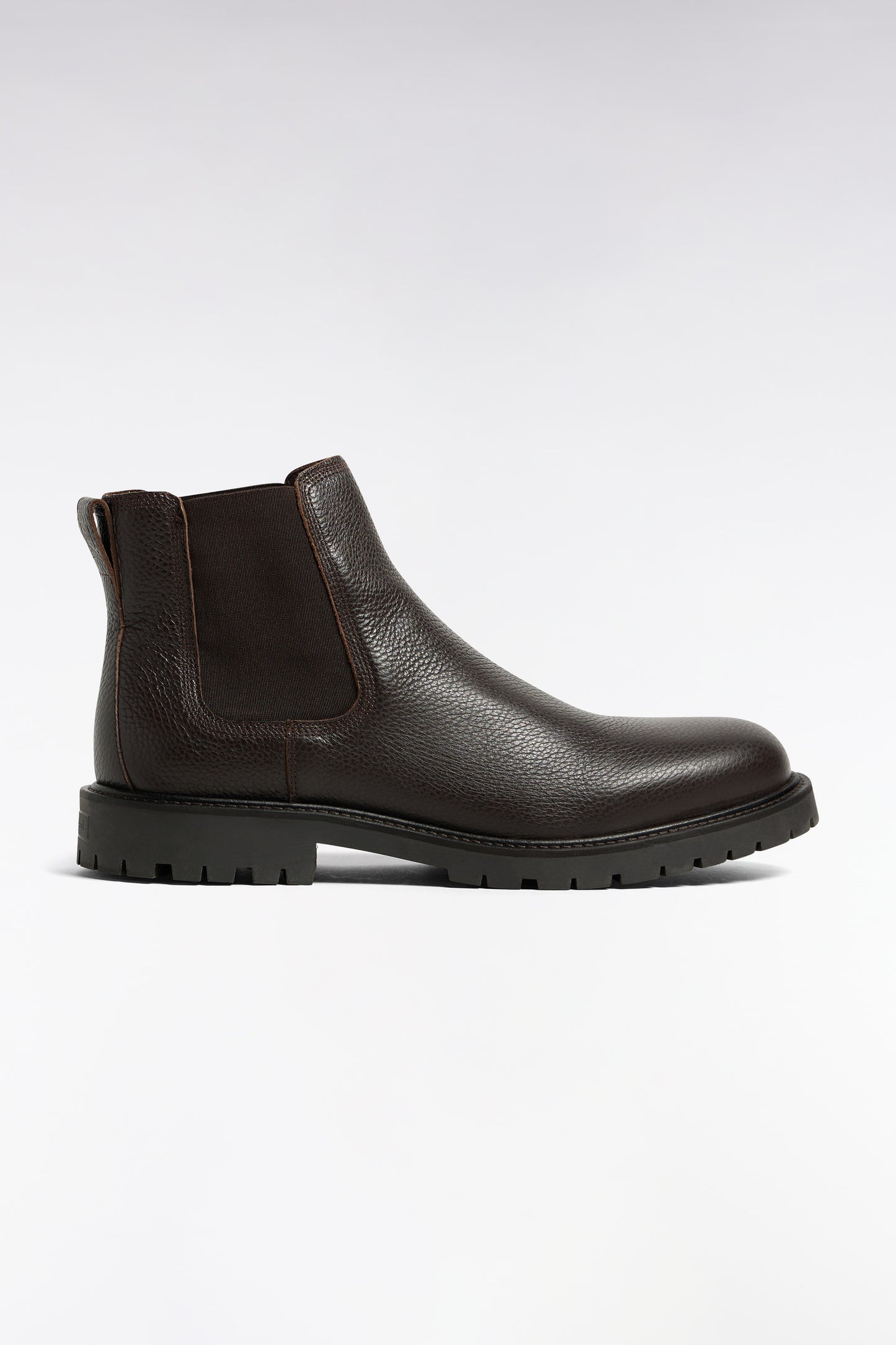 Bottines Chelsea en cuir grainé marron