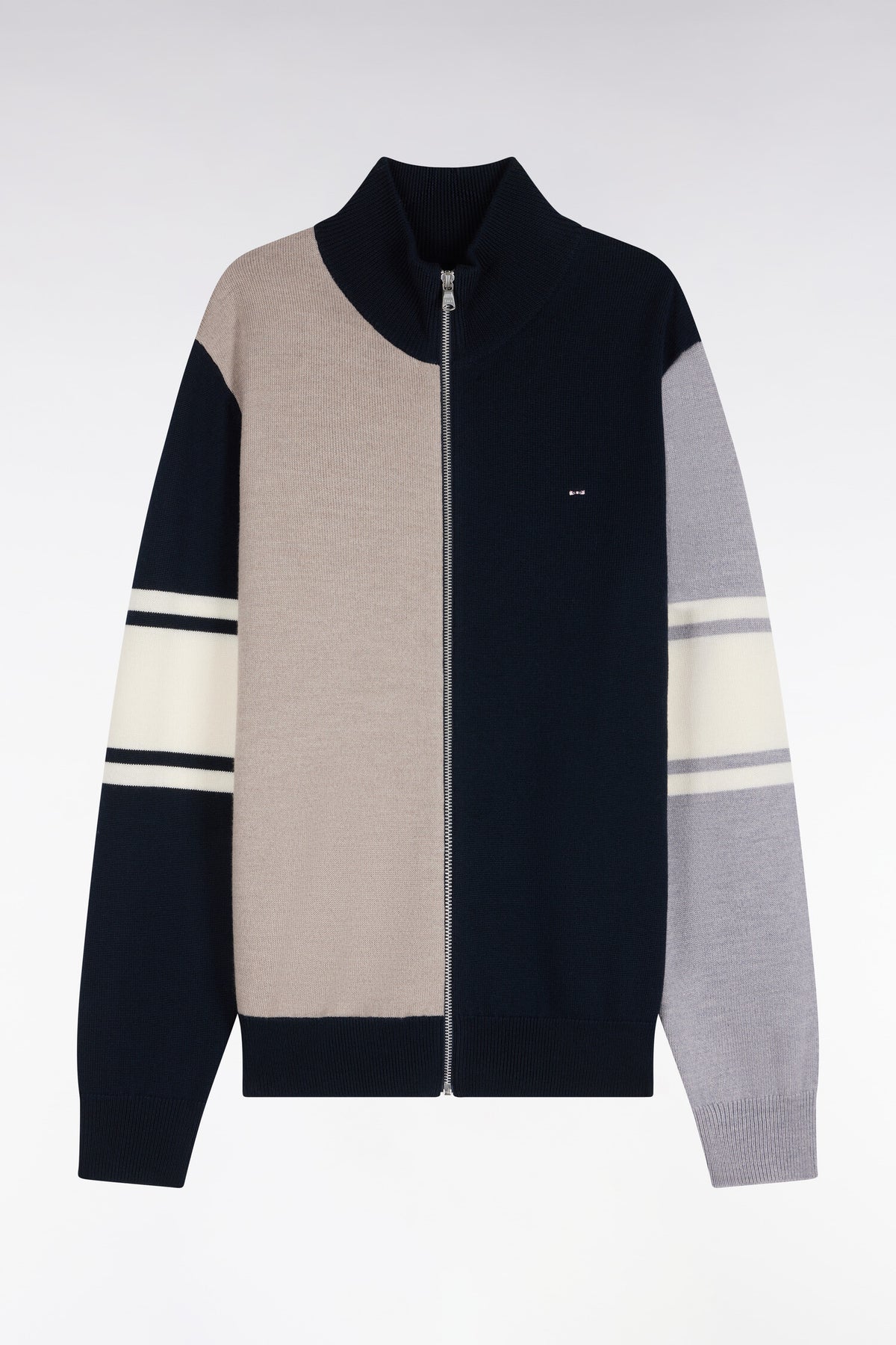 Straight-fit cutout merino wool zipped cardigan