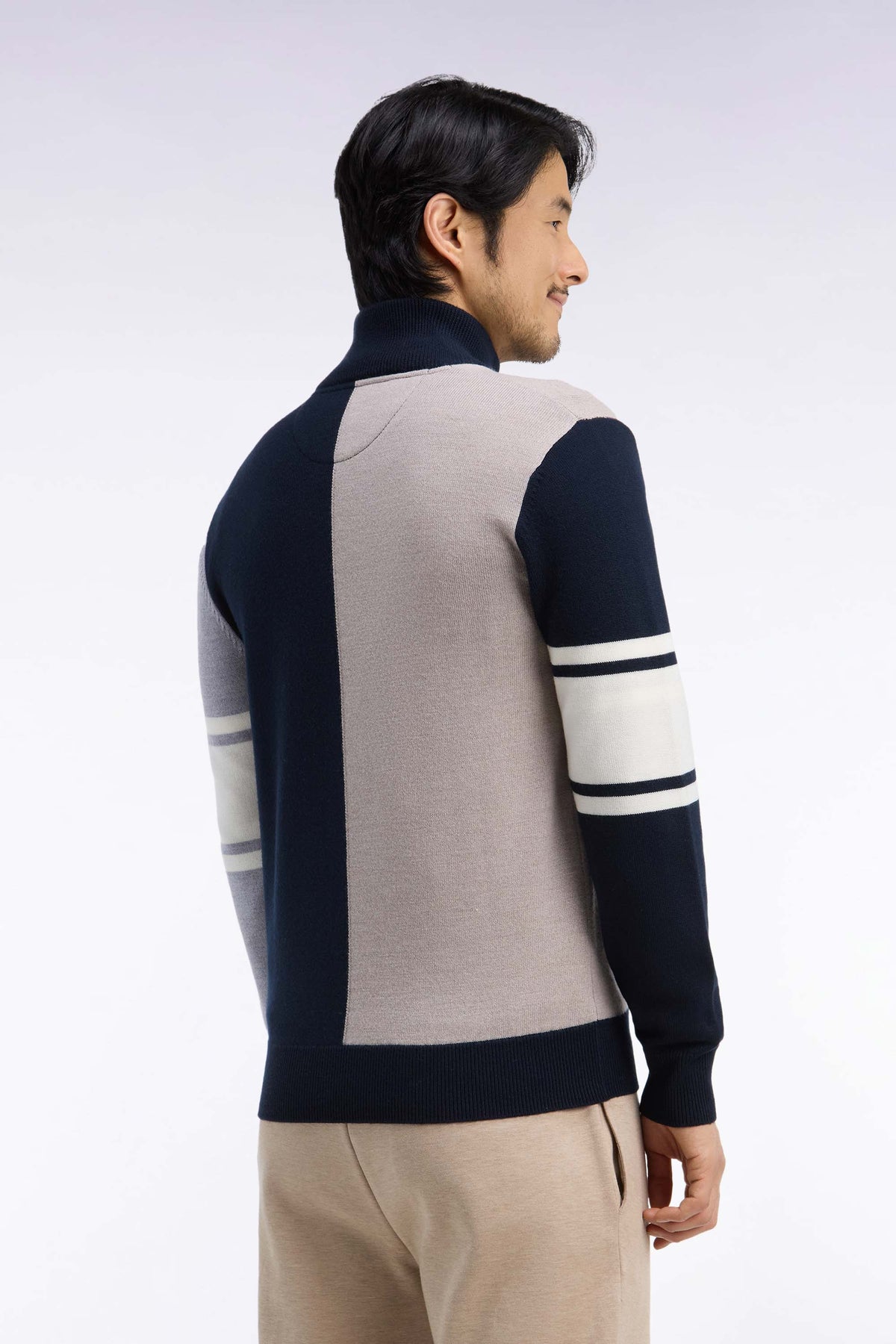 Straight-fit cutout merino wool zipped cardigan