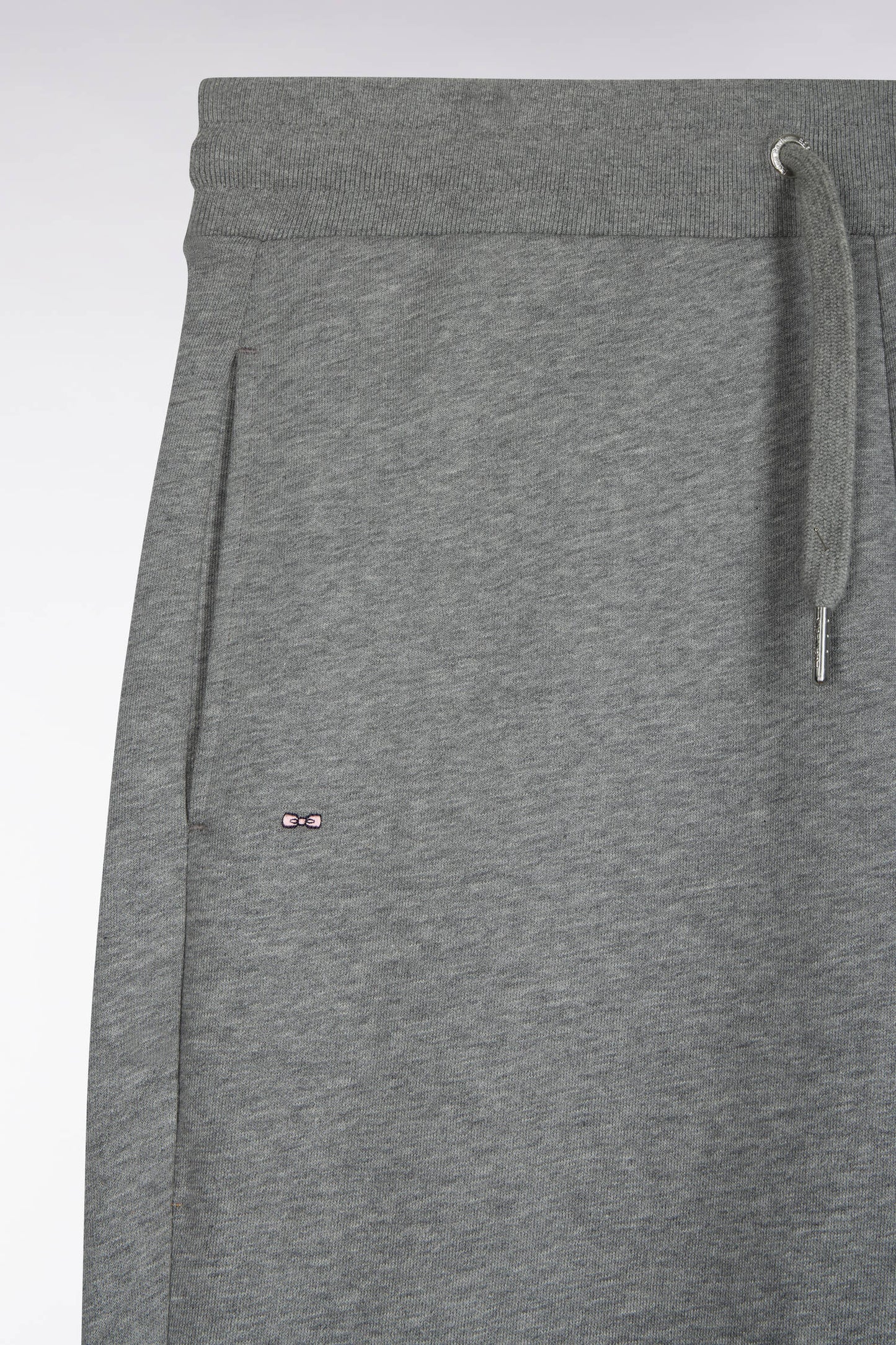 Jogging uni en molleton coton gris coupe droite