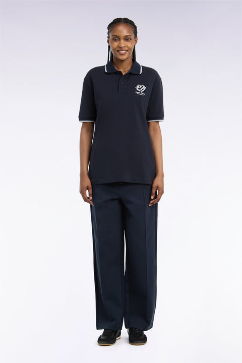 Unisex joggers in navy heather loose fit interlock - Image 3