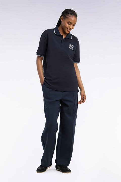 Unisex joggers in navy heather loose fit interlock - Image 1