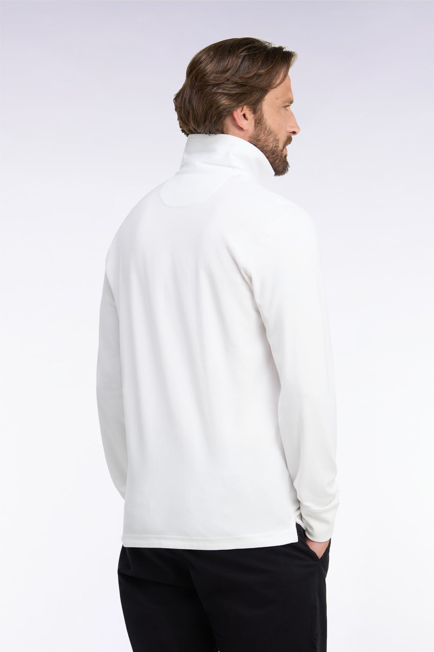 Maillot manches longues en coton Pima blanc coupe droite