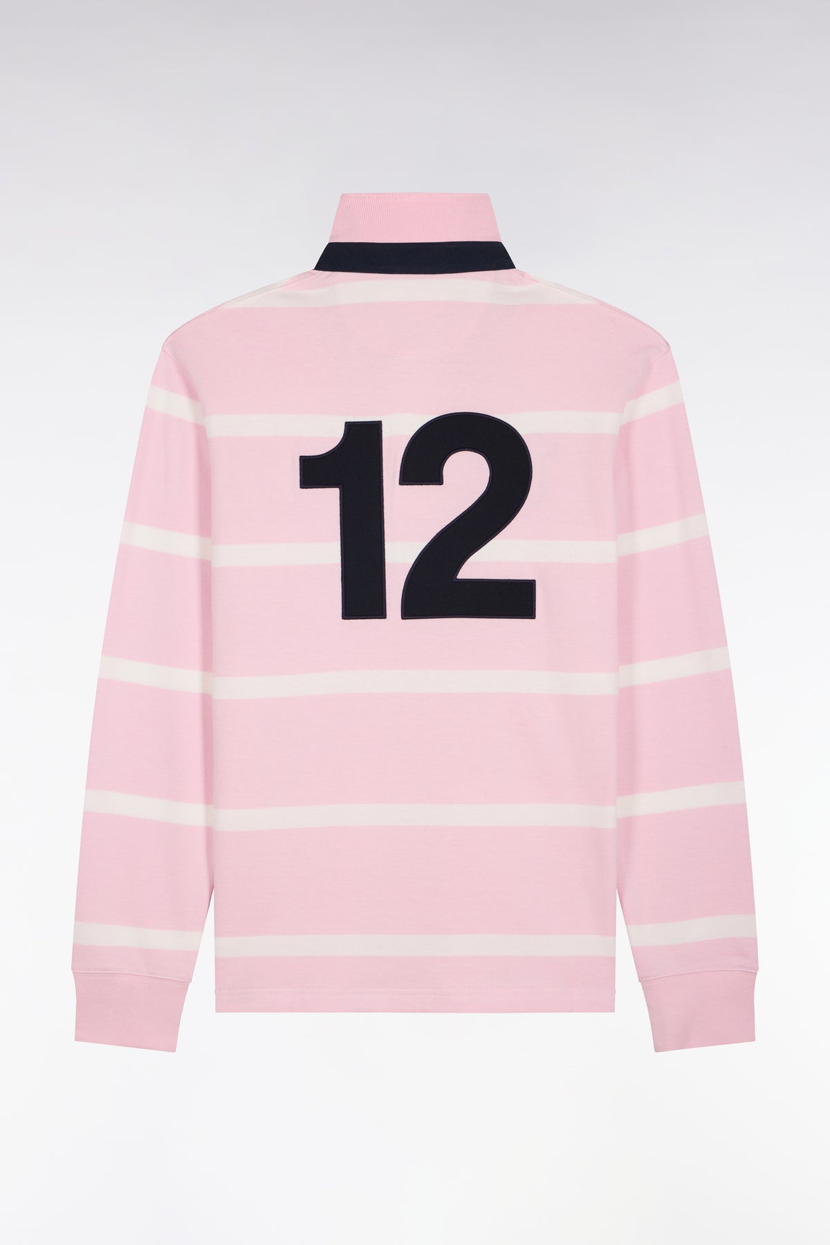 Maillot manches longues en jersey de coton rose rayé broderie dos