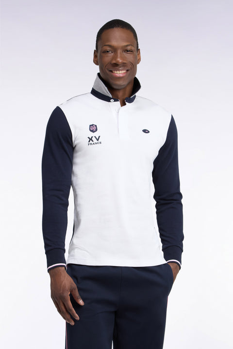 Long-sleeved jersey in navy and white cotton jersey XV de France - Image 3