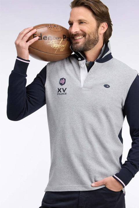 Long-sleeved jersey in navy and gray cotton jersey XV de France - Image 1