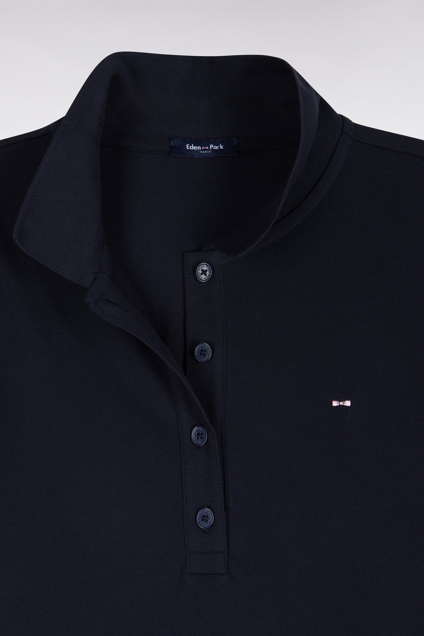 Polo manches courtes en coton stretch marine coupe ajustée