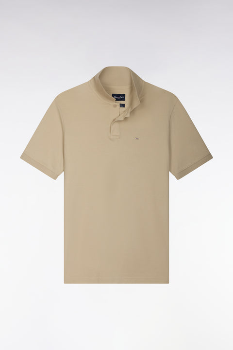 Polo manches courtes en coton Pima beige coupe droite - Image 2