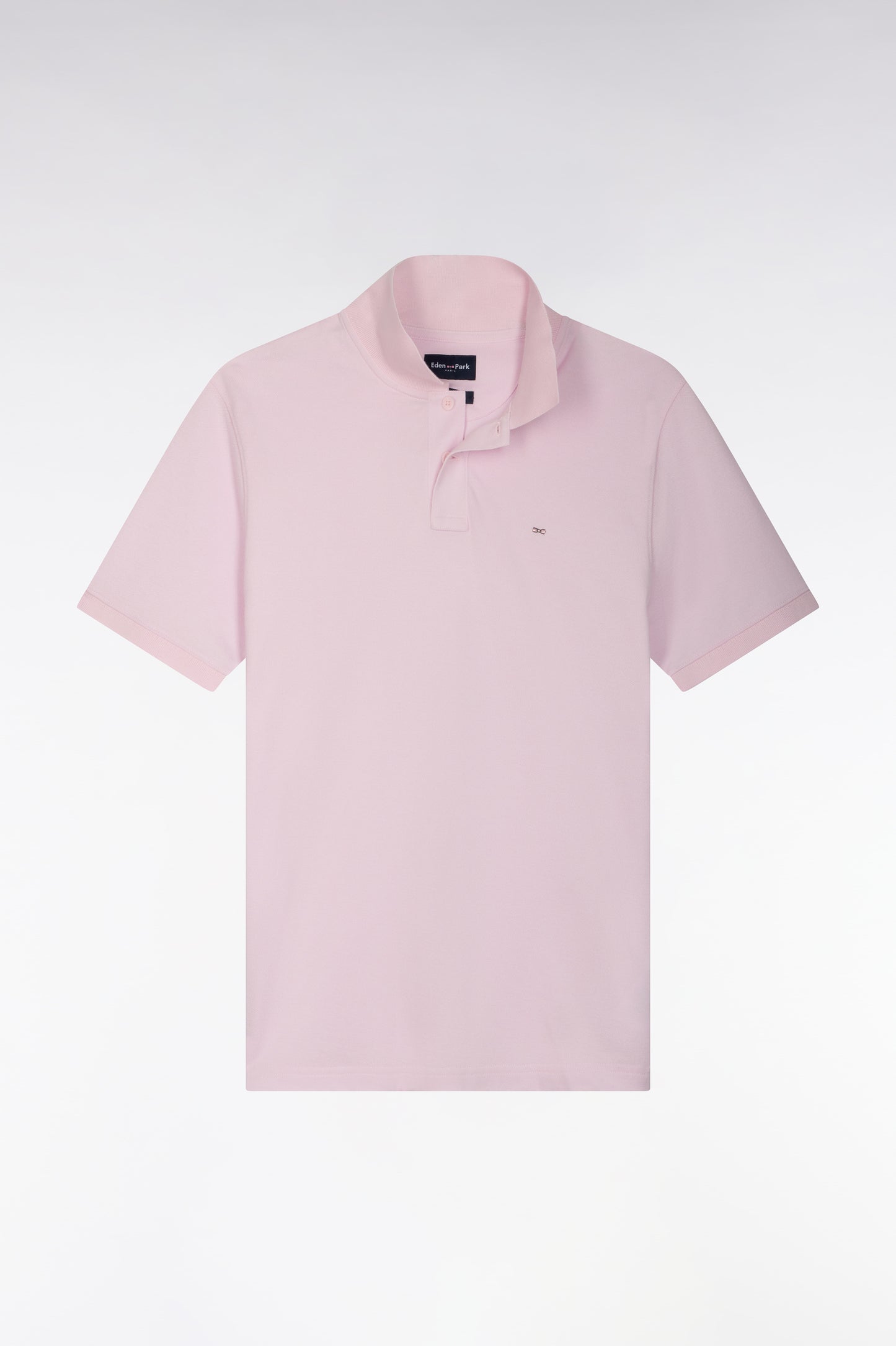 Polo manches courtes en coton Pima rose coupe droite
