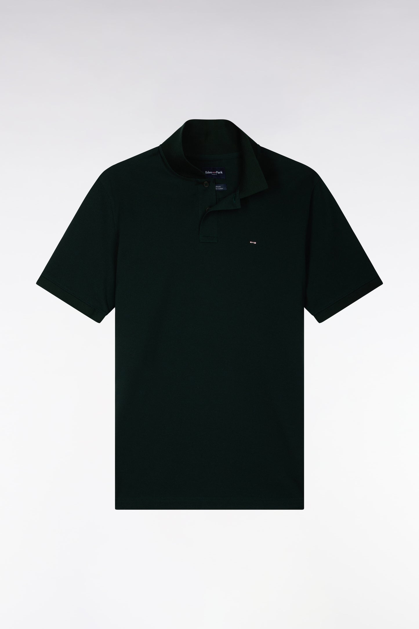 Polo manches courtes en coton Pima vert foncé coupe droite