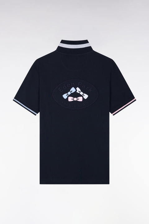 Polo manches courtes en coton marine coupe droite - Image 2
