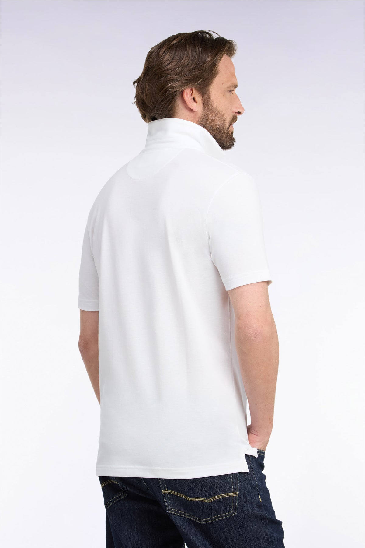 Polo golf manches courtes blanc coupe droite