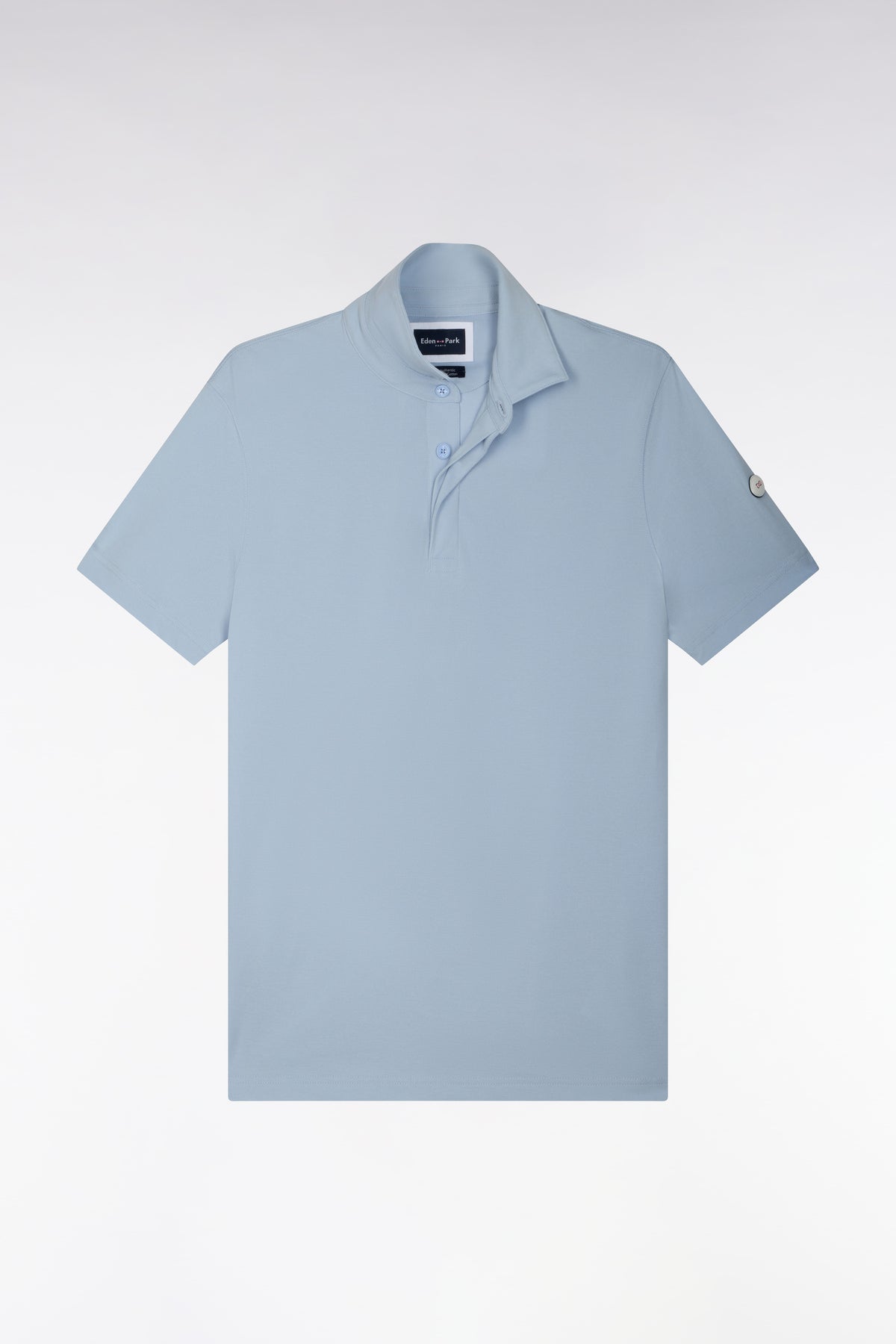 Polo golf manches courtes bleu ciel coupe droite