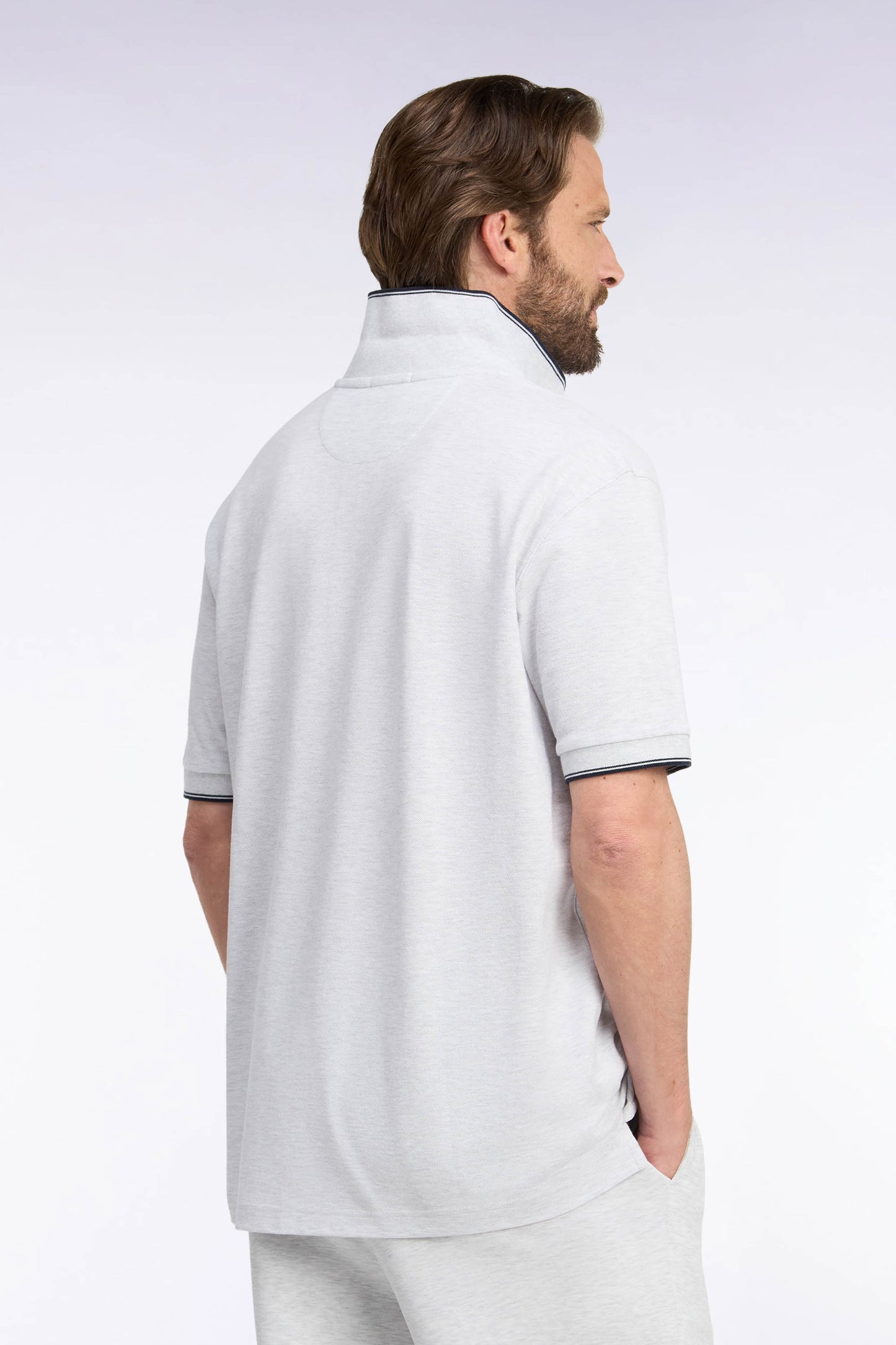 Polo manches courtes en coton mercerisé gris