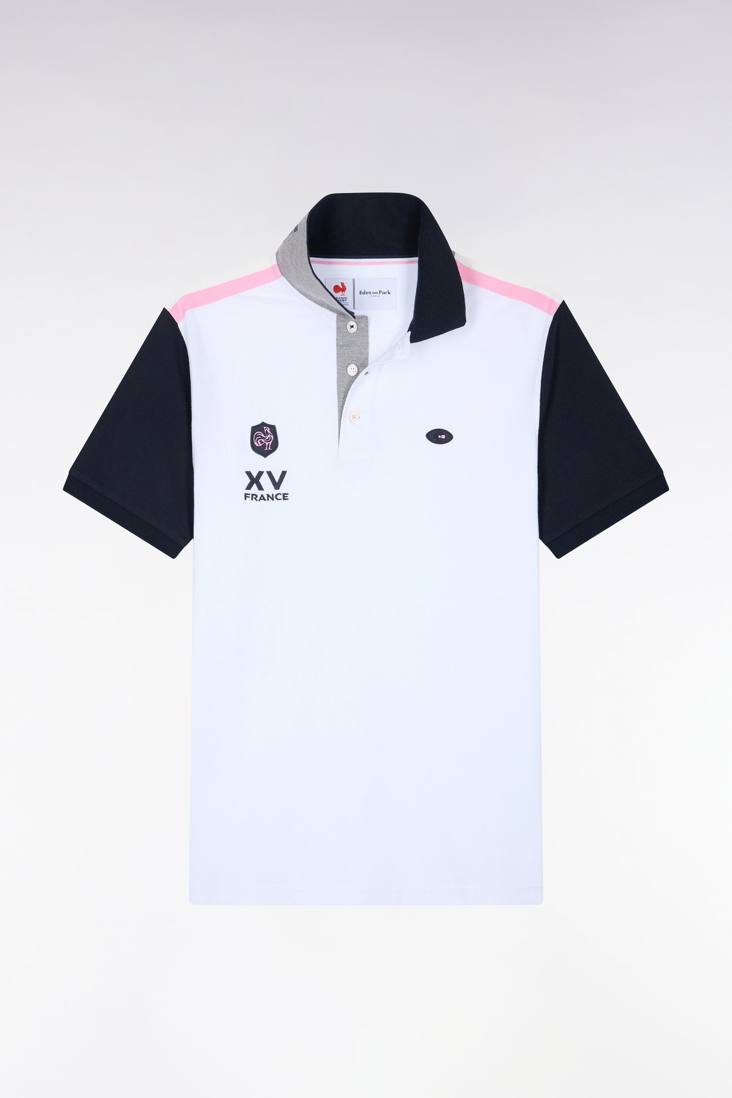 Polo manches courtes XV de France blanc coupe droite
