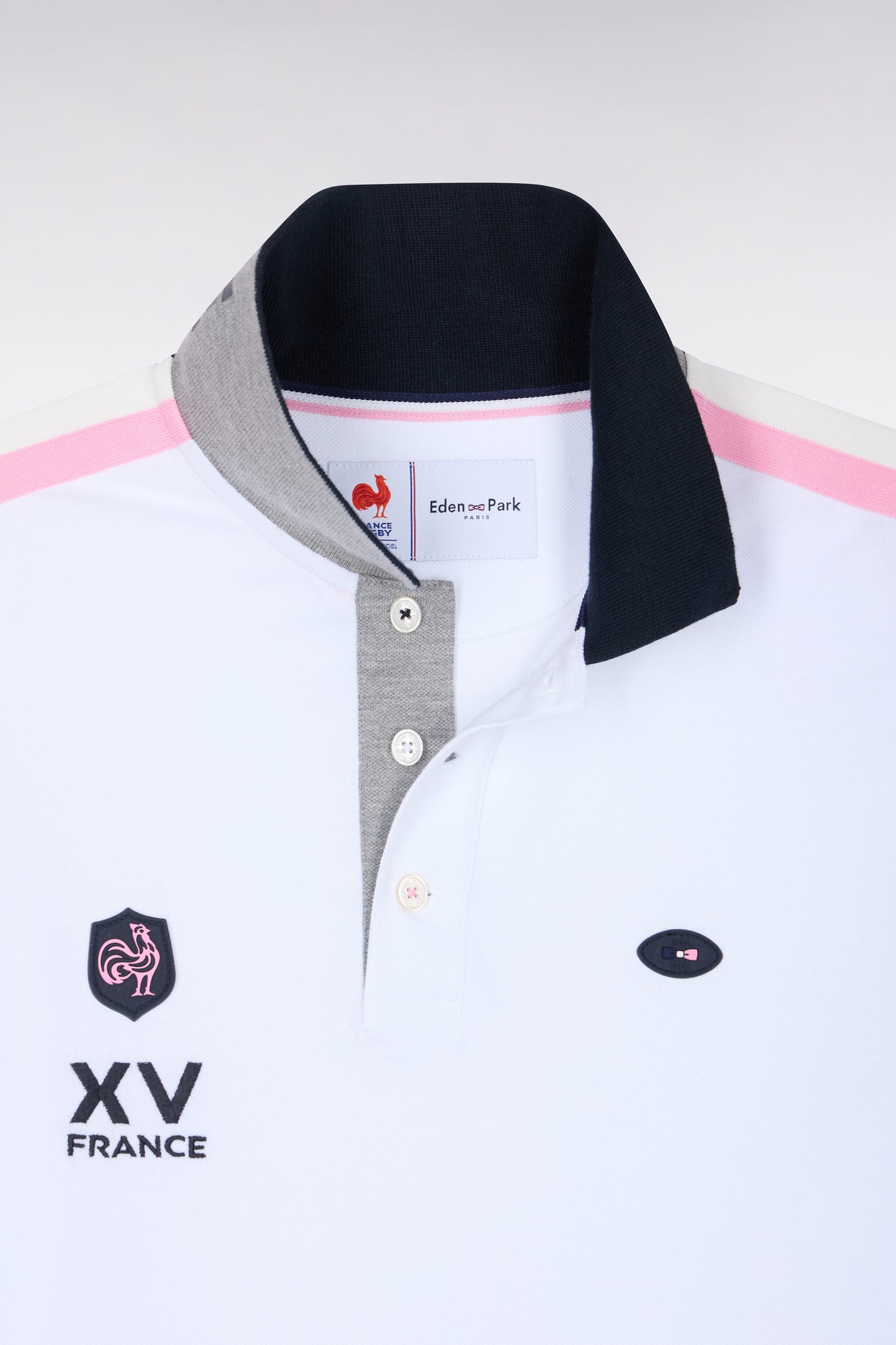 Polo manches courtes XV de France blanc coupe droite