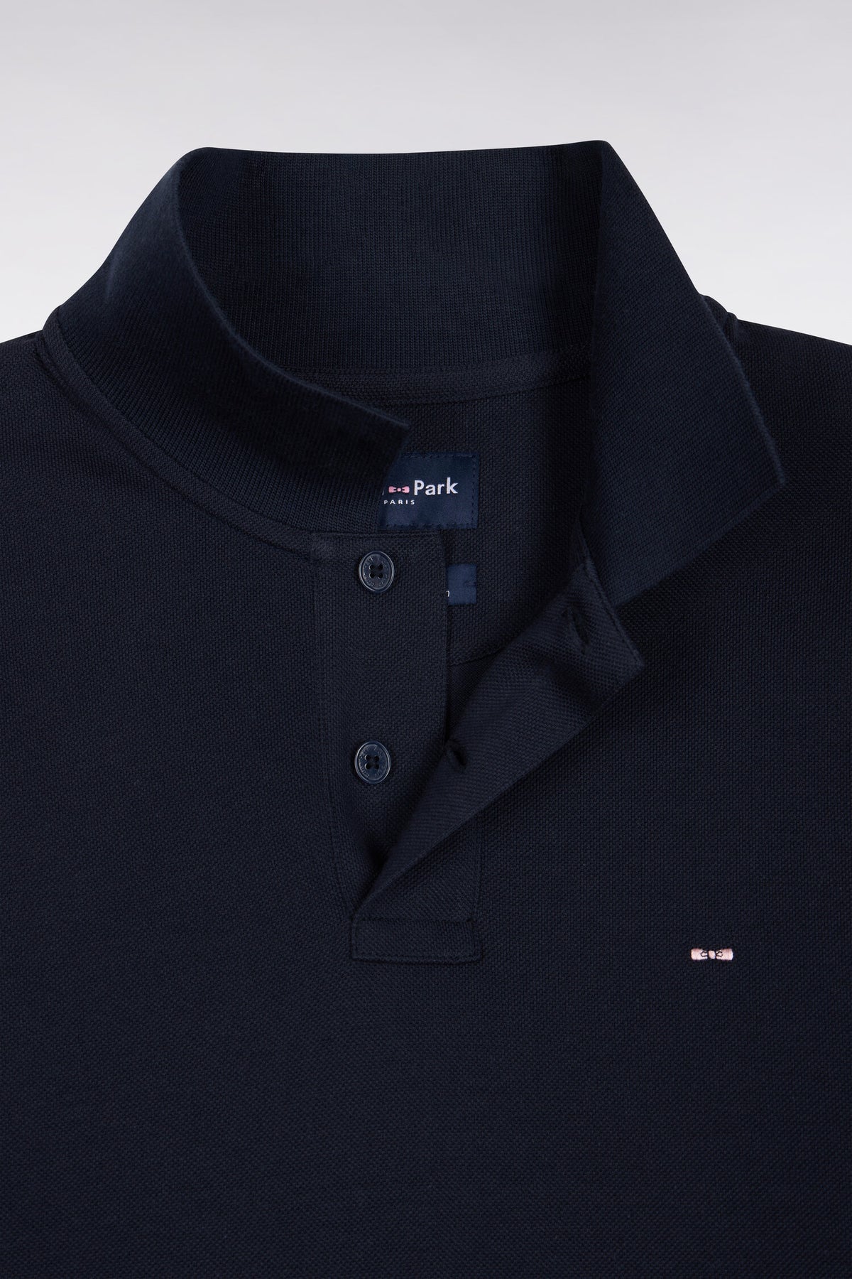 Polo manches longues en coton Pima bleu marinecoupe droite