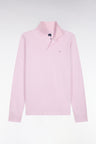 Long-sleeved straight-cut pink Pima cotton polo shirt