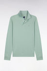 Green Pima cotton long-sleeved straight-cut polo shirt