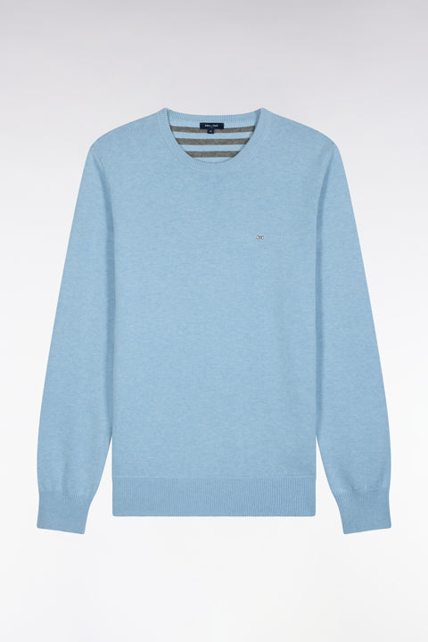 Pull col rond en laine et coton ciel coupe droite - Image 2