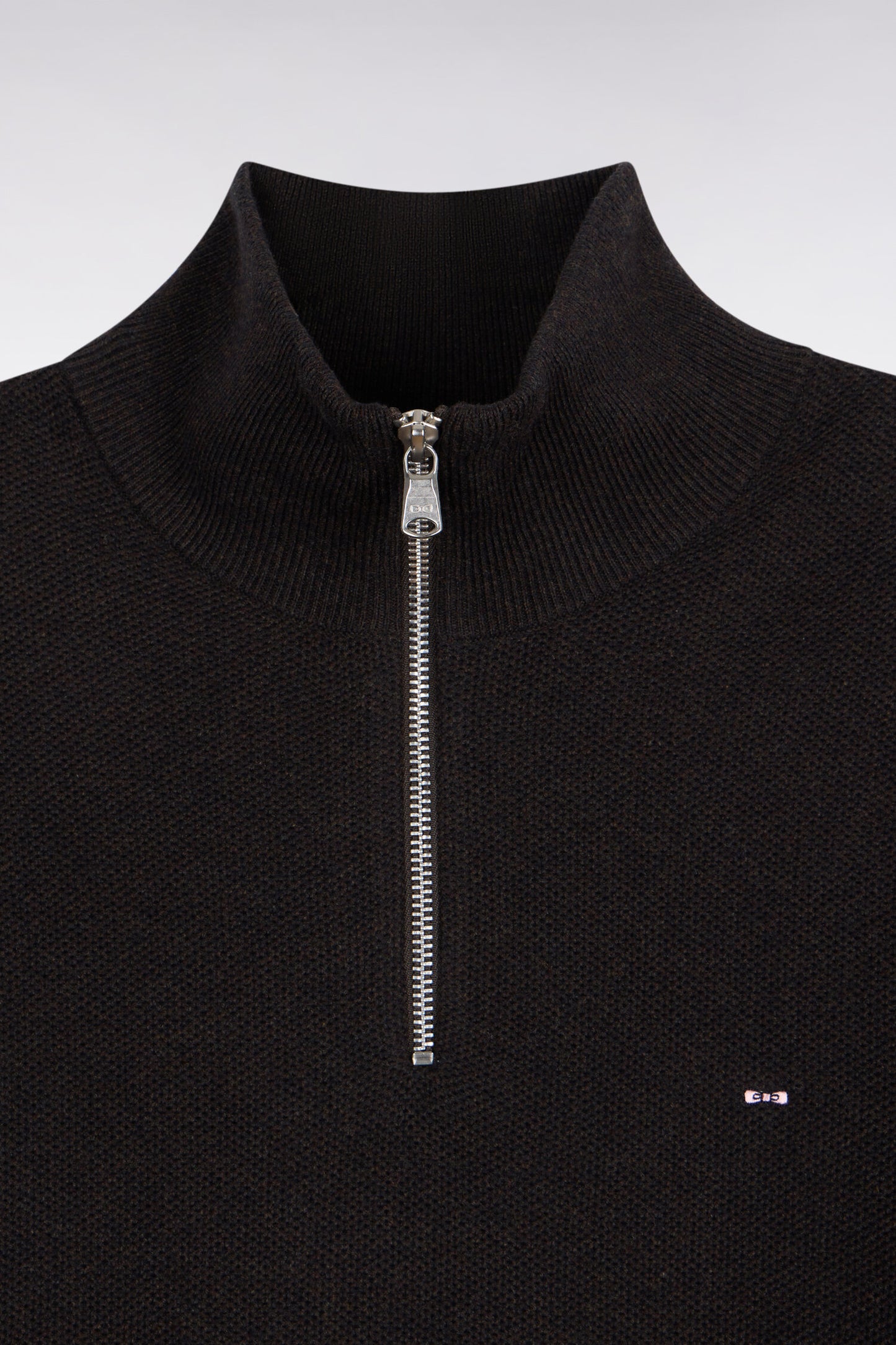 Pull col camionneur en coton marron coupe droite