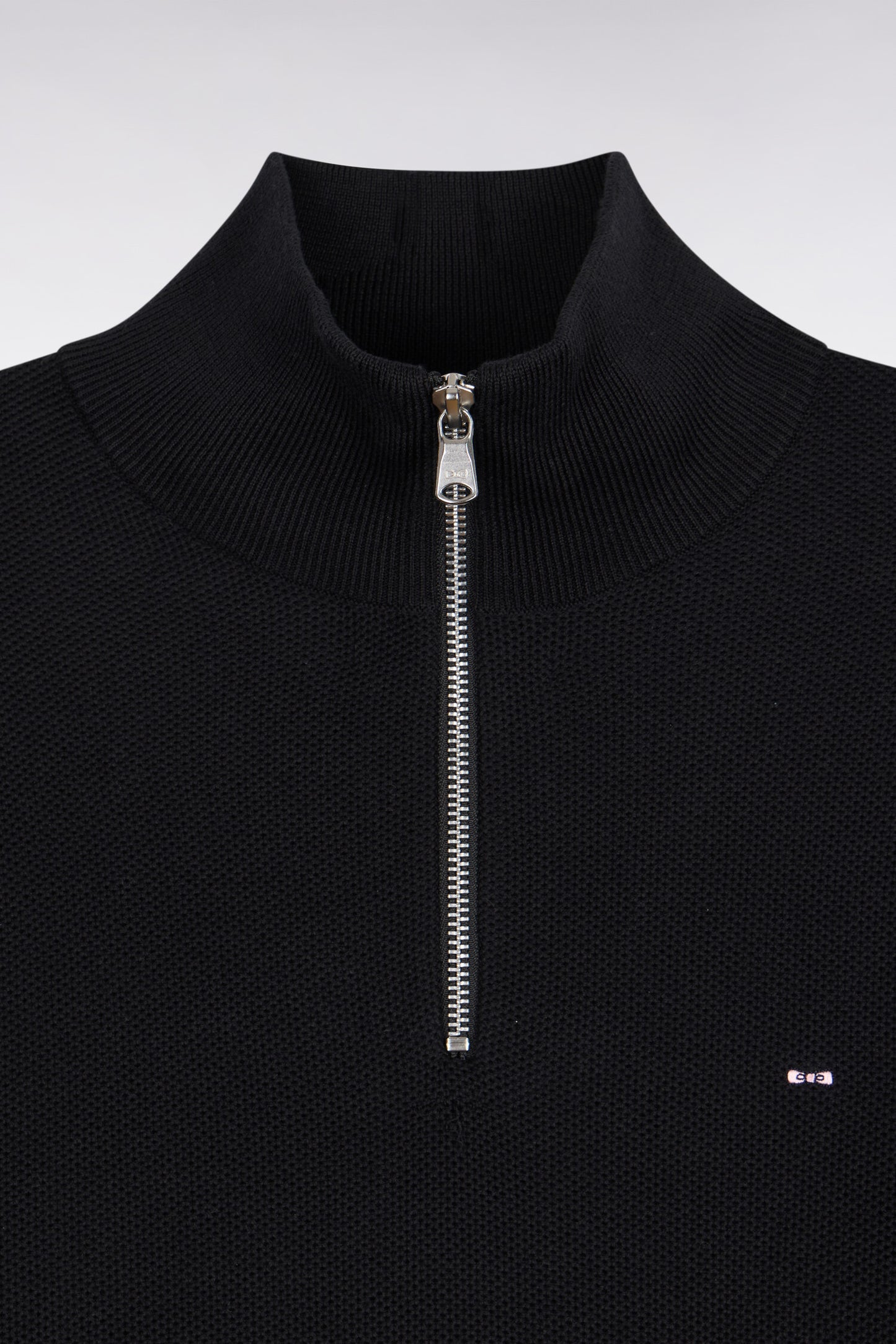 Pull col camionneur en coton noir coupe droite