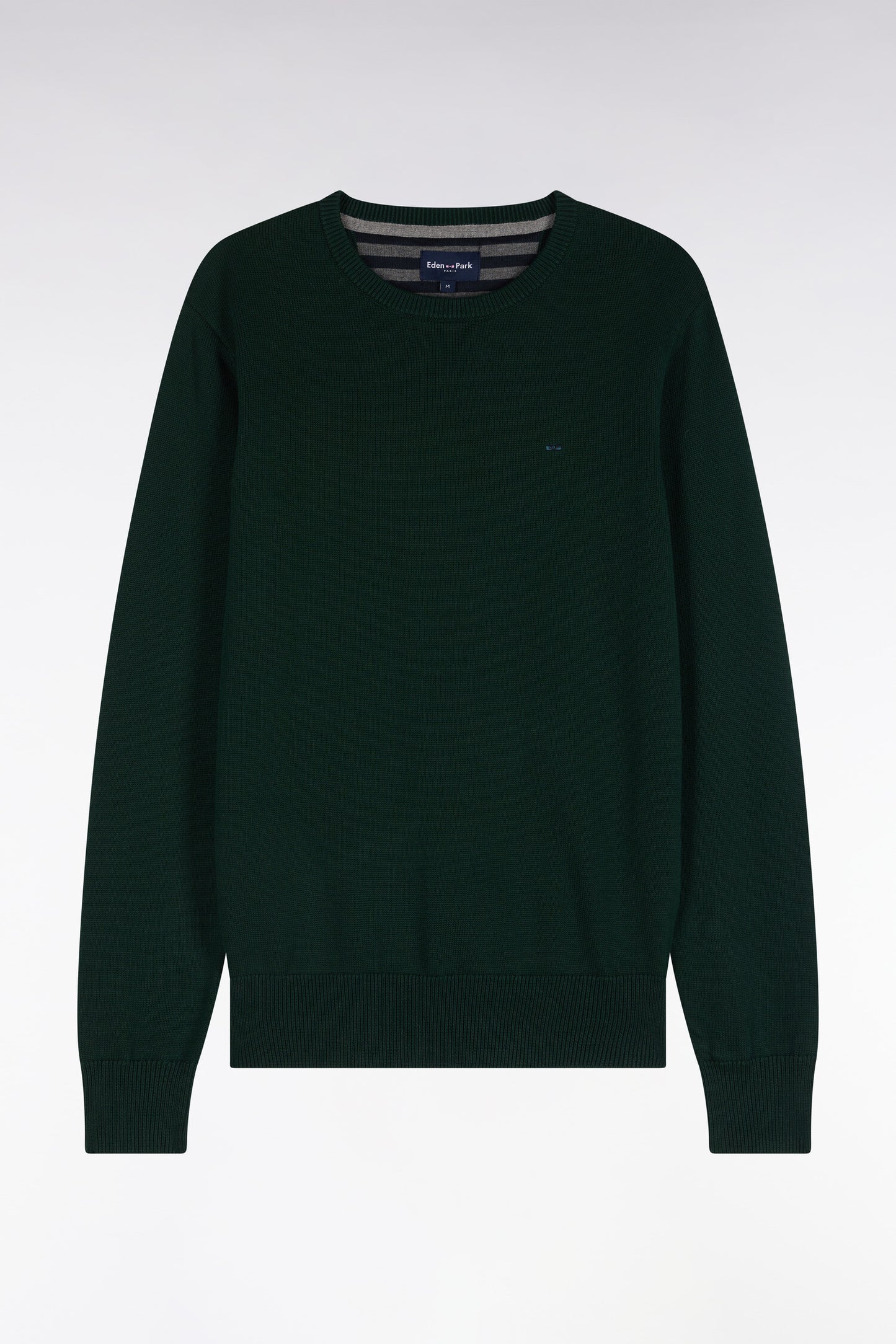 Pull à col rond en coton vert forêt