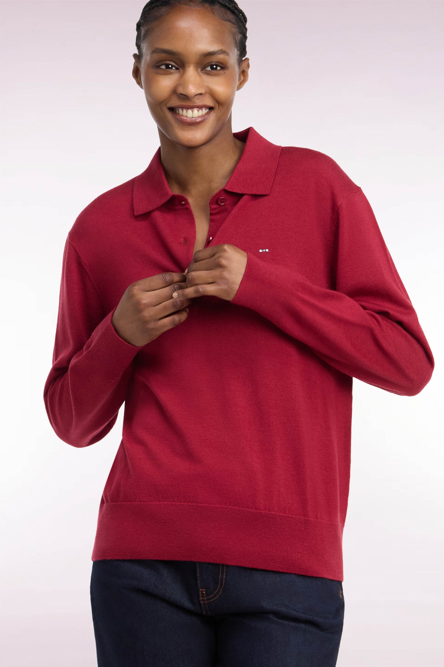 Pull col maillot en laine rouge coupe décontractée