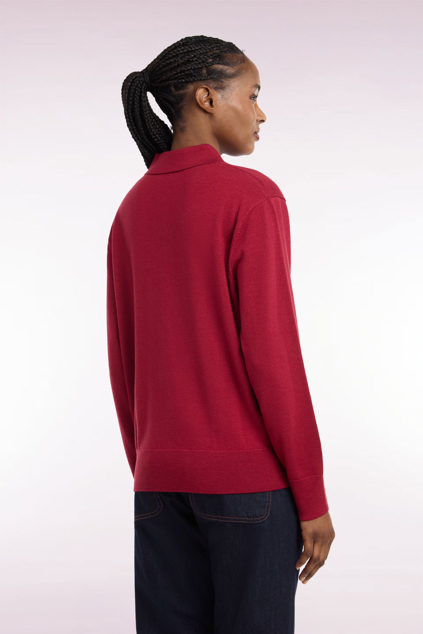 Pull col maillot en laine rouge coupe décontractée