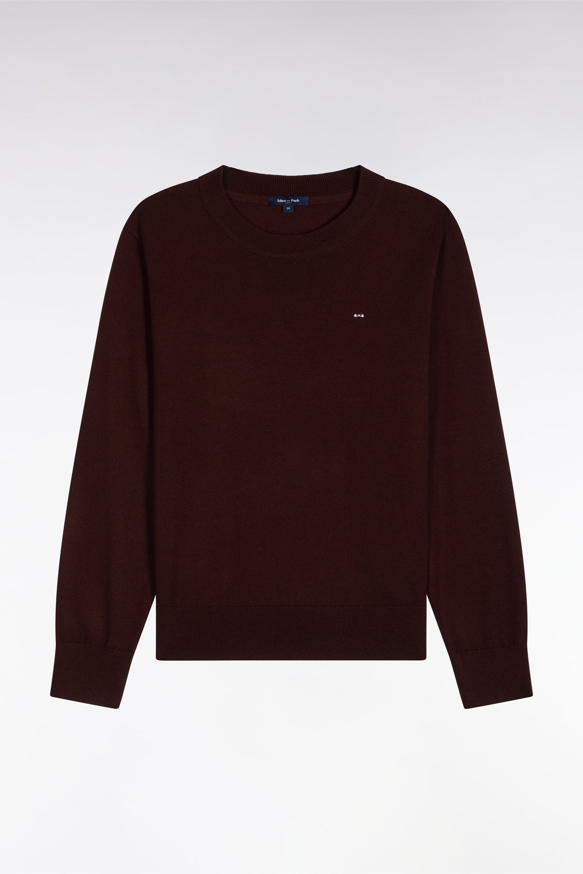 Pull col rond en laine marron coupe droite