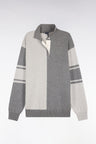 Gray wool and cotton jersey collar sweater, oversized cut