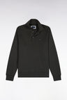 Straight cut khaki cotton polo collar sweatshirt