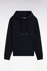 Straight cut navy cotton fleece hooded sweatshirt