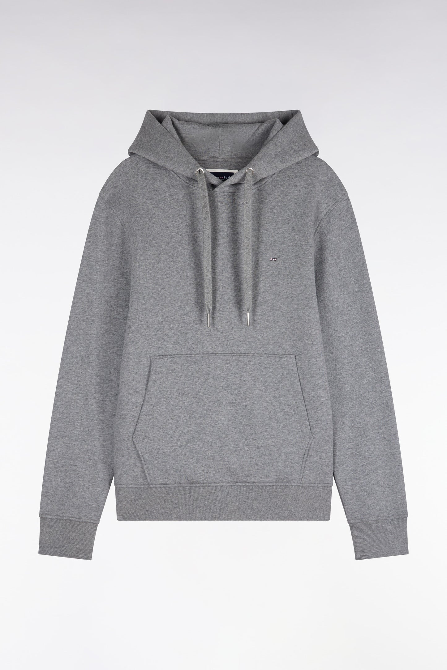Sweatshirt à capuche en molleton coton gris coupe droite