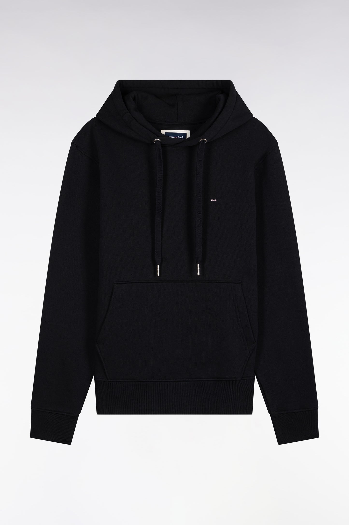 Sweatshirt à capuche en molleton coton noir coupe droite