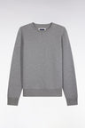 Round neck gray cotton fleece straight cut sweatshirt