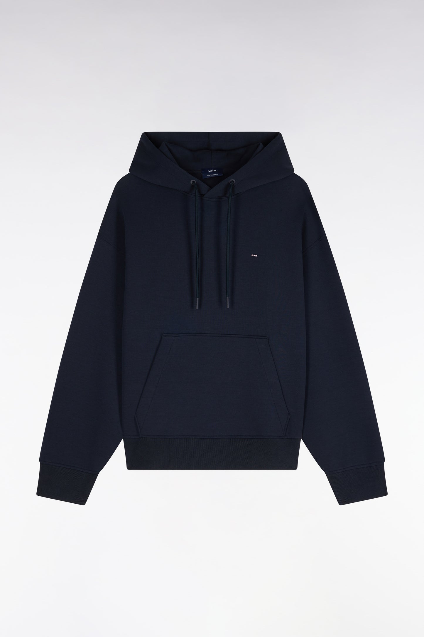 Sweatshirt à capuche unisexe en interlock marine coupe loose