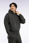 Unisex loose fit khaki interlock hooded sweatshirt