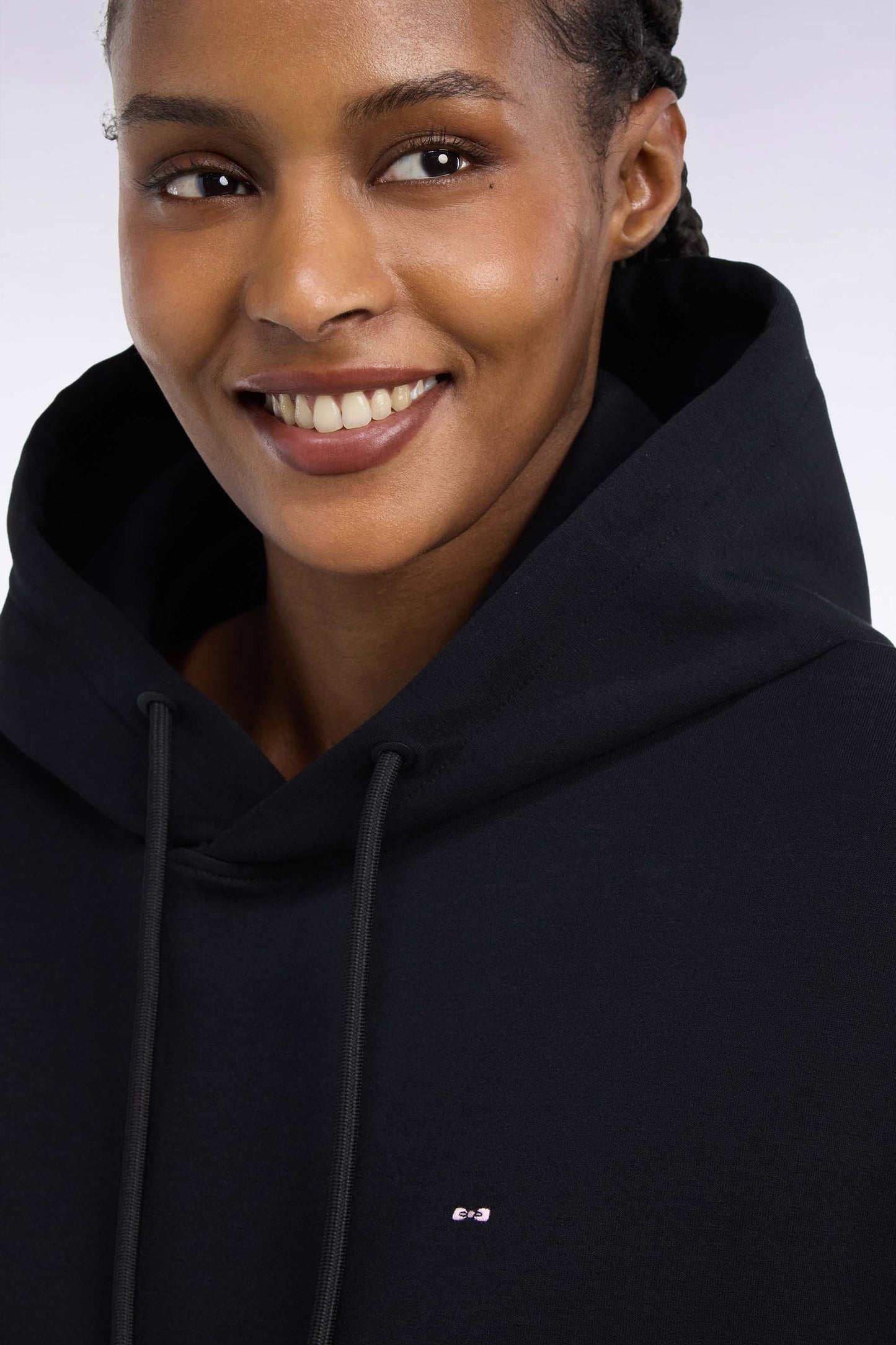 Sweatshirt à capuche unisexe en interlock noir coupe loose