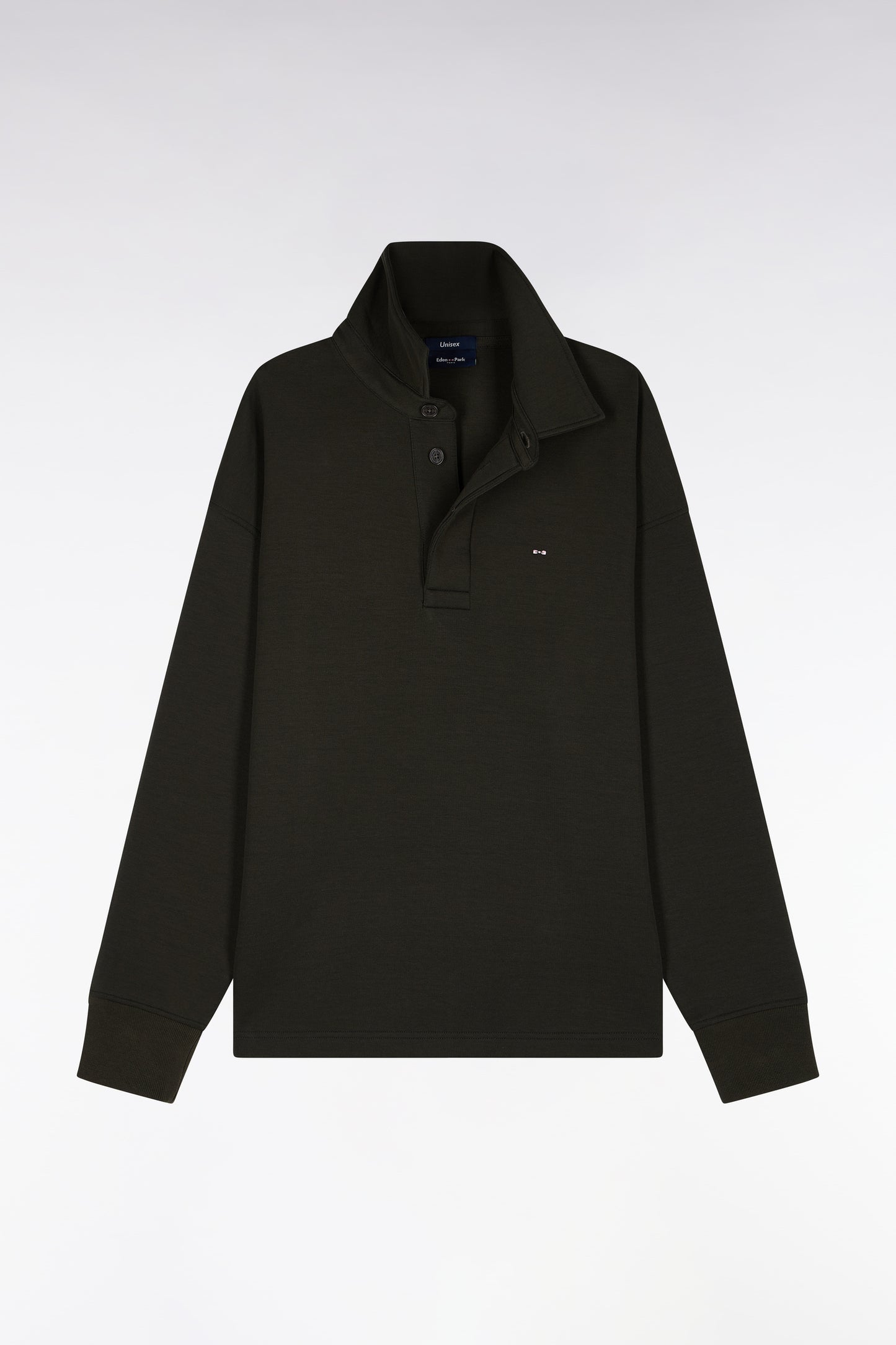 Sweatshirt unisexe à col maillot en interlock de coton kaki