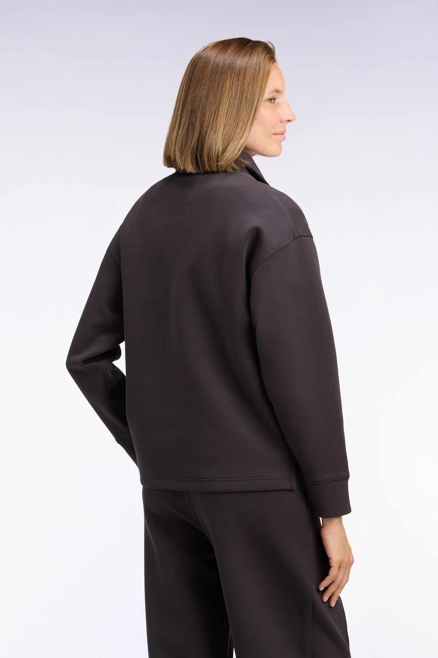 Sweatshirt unisexe à col maillot en interlock de coton marron